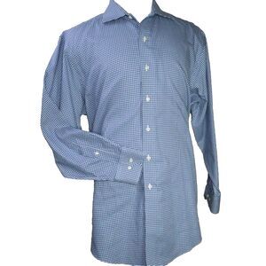 Brooks Brothers Men's Button Down Shirt Check Blue/White Size 17.5